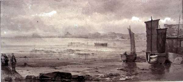 Seashore Study: Low Tide, with Fishing Boats and Fisherfolk by Romanticism