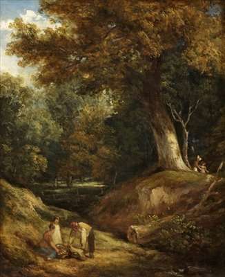 A Woodland Glade with Figures by Romanticism