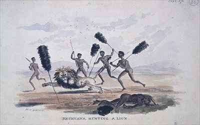 Bechuana Hunting a Lion by Romanticism