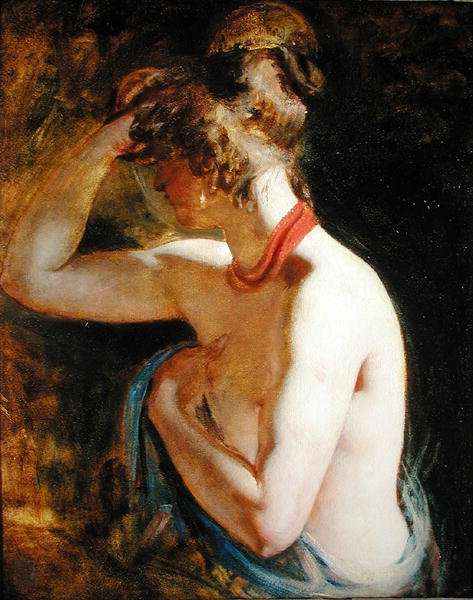 Half length nude right arm raised to head by Romanticism