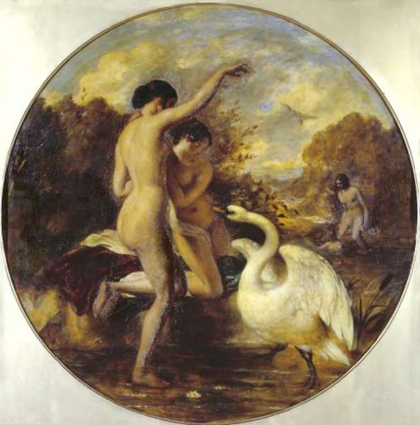 Female Bathers Surprised By A Swan by Romanticism
