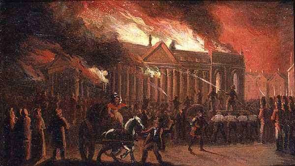 The Burning of Liverpool Town Hall by Romanticism