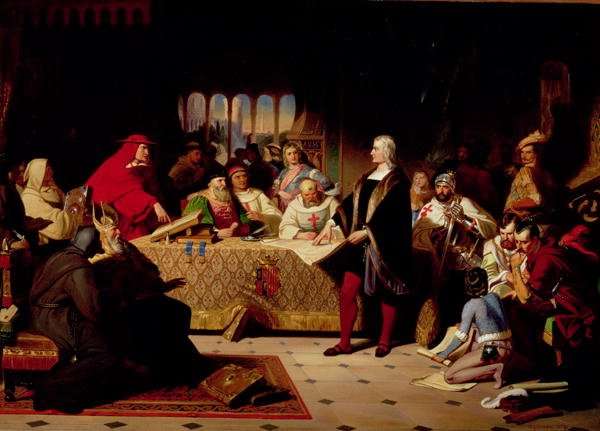 Columbus 1451-1506 Before the Council of Salamanca, 1847 by Romanticism