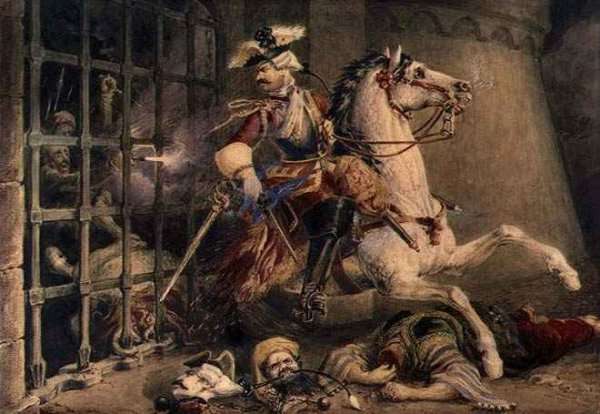 The Cavalry Officer Escaping from Turks by Romanticism