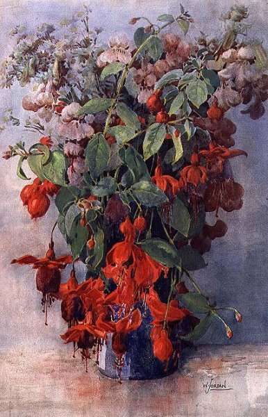 Fushia and Snapdragon in a Vase by Romanticism
