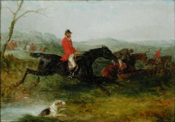 Foxhunting Clearing a Brook by Romanticism