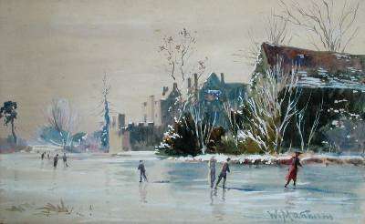Skating at Broughton Castle by Romanticism