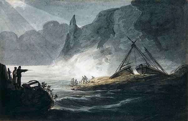 Rocky coastal scene by Romanticism