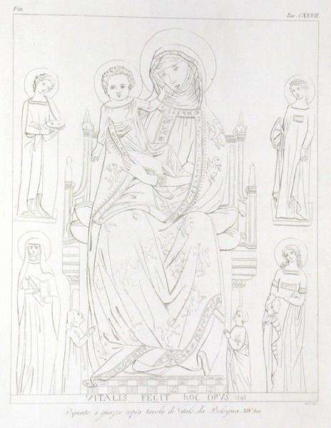 Madonna and Child with St. Agatha, St. Catherine, St. Agnes, St. Apollonia after the original drawing by Jean Baptiste Louis Georges Seroux DAgincourt 1730-1814, 1847 by Romanticism