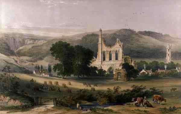 Byland Abbey from the South West, from The Monastic Ruins of Yorkshire, engraved by George Hawkins 1819-52, 1842 by Romanticism