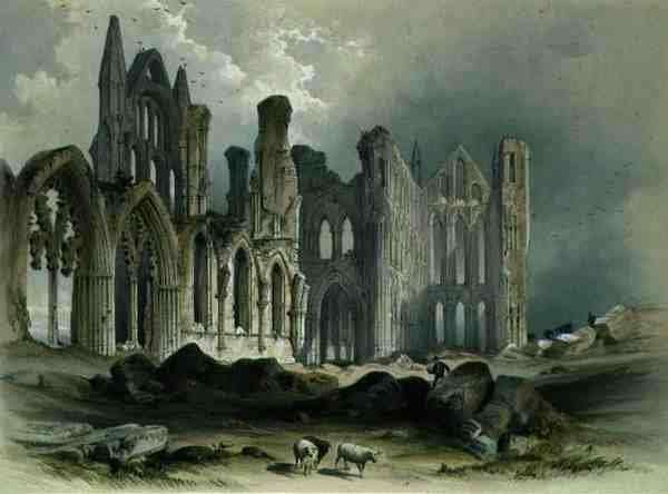 Whitby Abbey from the North-East, from The Monastic Ruins of Yorkshire, engraved by George Hawkins 1819-52, 1843 by Romanticism