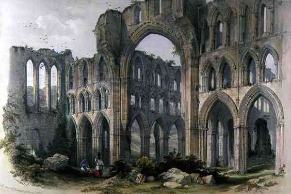 Rievaulx Abbey, the Transept and Choir, from The Monastic Ruins of Yorkshire, engraved by George Hawkins 1819-52, 1843 by Romanticism