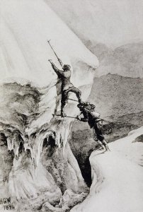 The Advanced Gallery on the French Side of the Mont Cenis Tunnel, with the 'Perforatrices' at Work, from 'The Ascent of the Matterhorn by Edward Whymper, published 1860s-80s