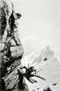 The Advanced Gallery on the French Side of the Mont Cenis Tunnel, with the 'Perforatrices' at Work, from 'The Ascent of the Matterhorn by Edward Whymper, published 1860s-80s