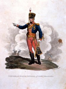 Uniform of a Major General of Light Dragoons, from Costumes of the Army of the British Empire, according to the last regulations 1812, engraved by J.C. Stadler, published by Colnaghi and Co. 1812-15