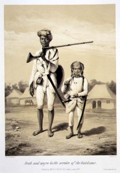 Arab and Negro in the Service of the Guickwar, from 'Voyage in India', engraved by Louis Henri de Rudder 1807-81 pub. in London, 1858