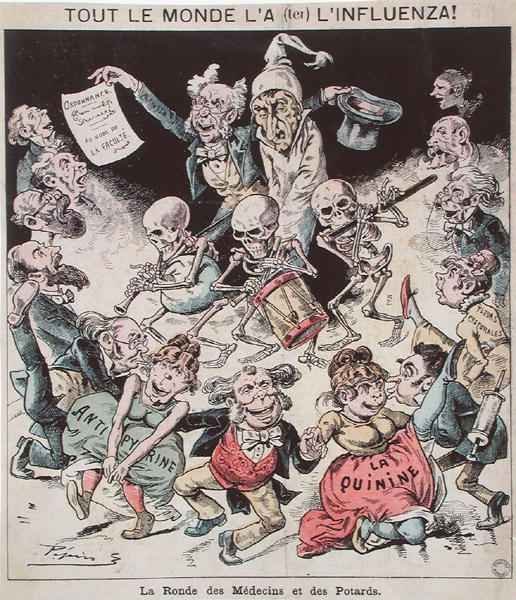 Caricature of the influenza epidemic of 1820, c.1889