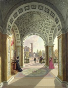 Youths Playing on a Swing in a Garden near Naples