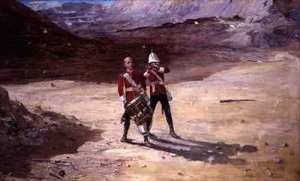 Royal Artillery a field gun team on the march