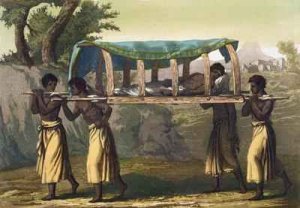 Rich Native of the Congo carried by Slaves on a Shaded Litter