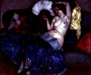 Still life of carnations in a basket