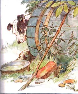 'Very cold and ground all white. Can't find anything to eat', illustration from 'The Naughty Neddy Book'