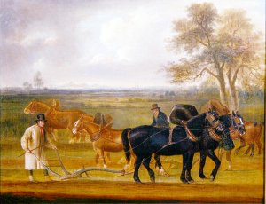 Cruckton ploughing match with four teams of horses, 1813