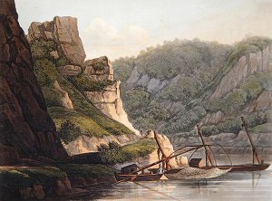 Salmon Fishery at Lurley, engraved by T. Sutherland, from A Picturesque Tour along the Rhine, from Mentz to Cologne, published by R. Ackermann, London, 1820