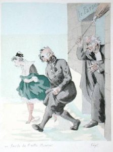 Caricature of Emile Zola 1840-1902 and his role in the Dreyfus Affair with reference to his novel La Faute de lAbbe Mouret